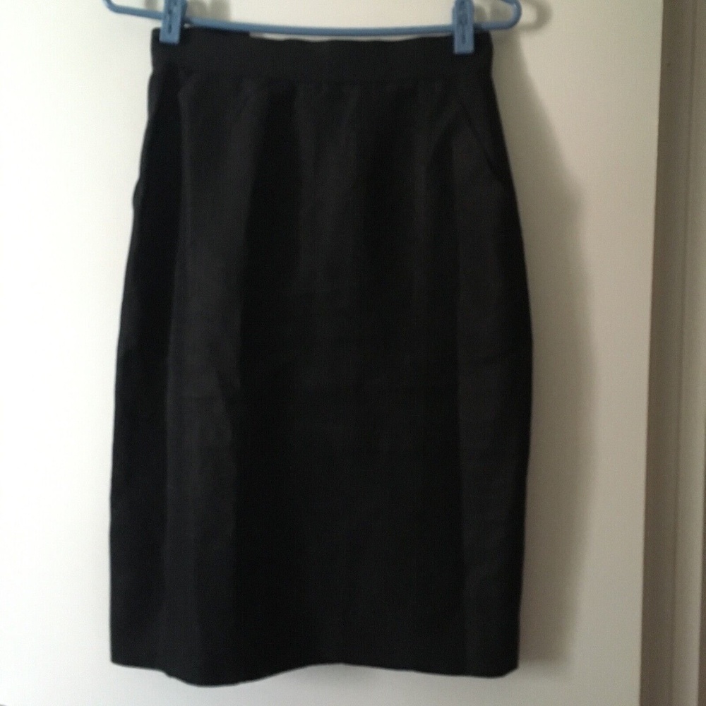 Genuine Vintage CHANEL Black Linen Gold Buttons Skirt 36 FR